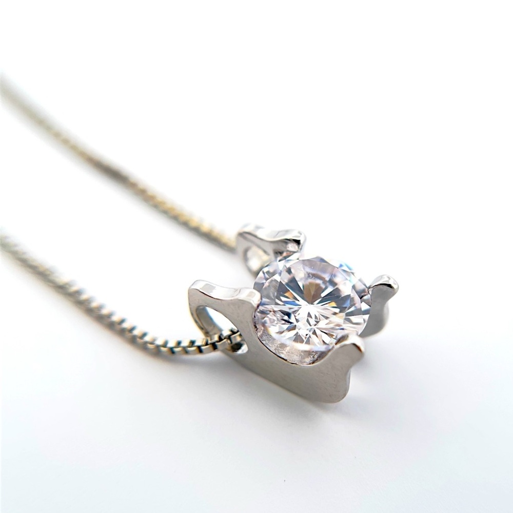 2-Carat Solitaire Simulated Diamond 925 Sterling Silver Pendant Necklace